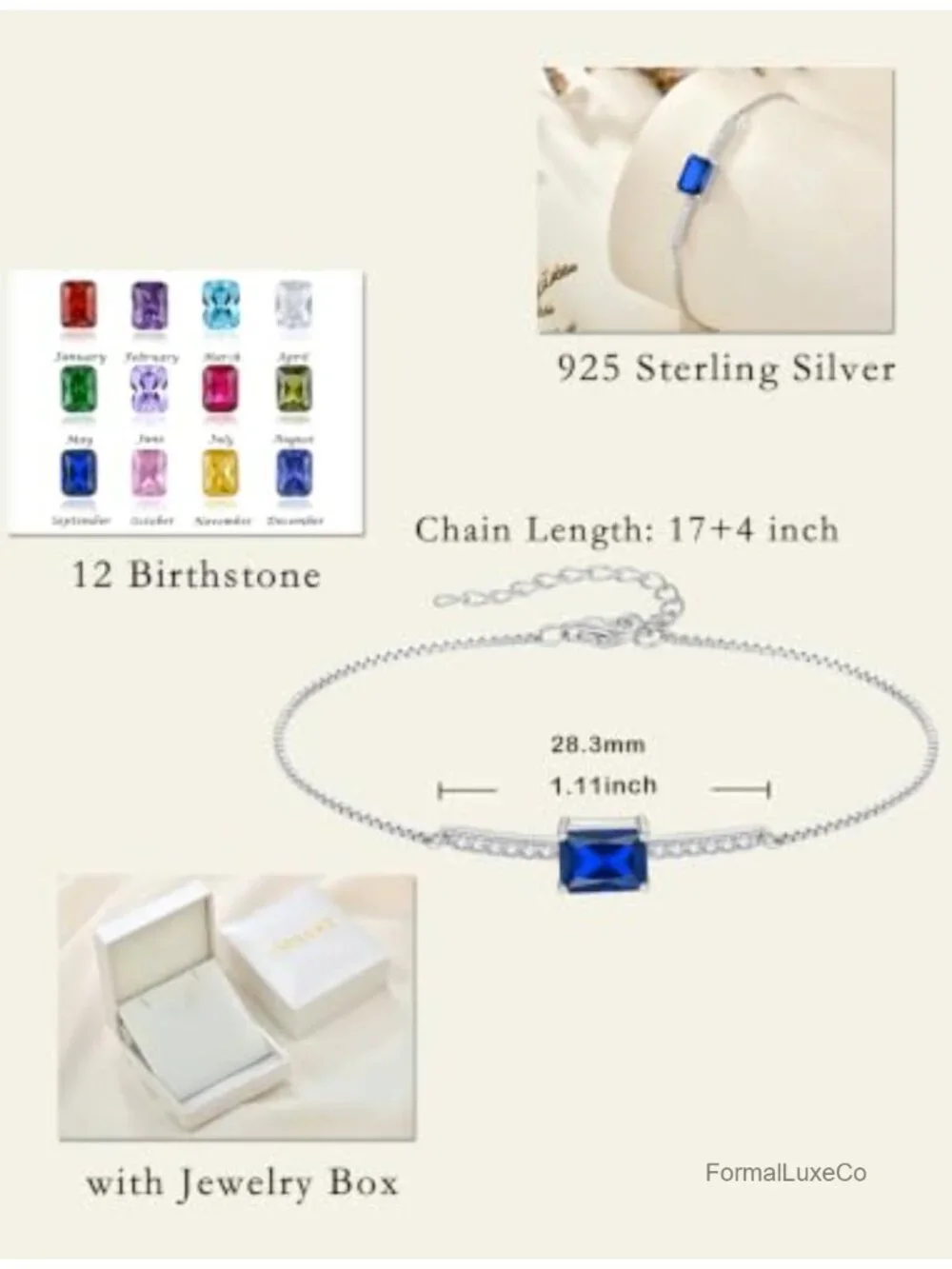 Sterling Silver Halo Rectangular Cubic Zirconia Bracelet